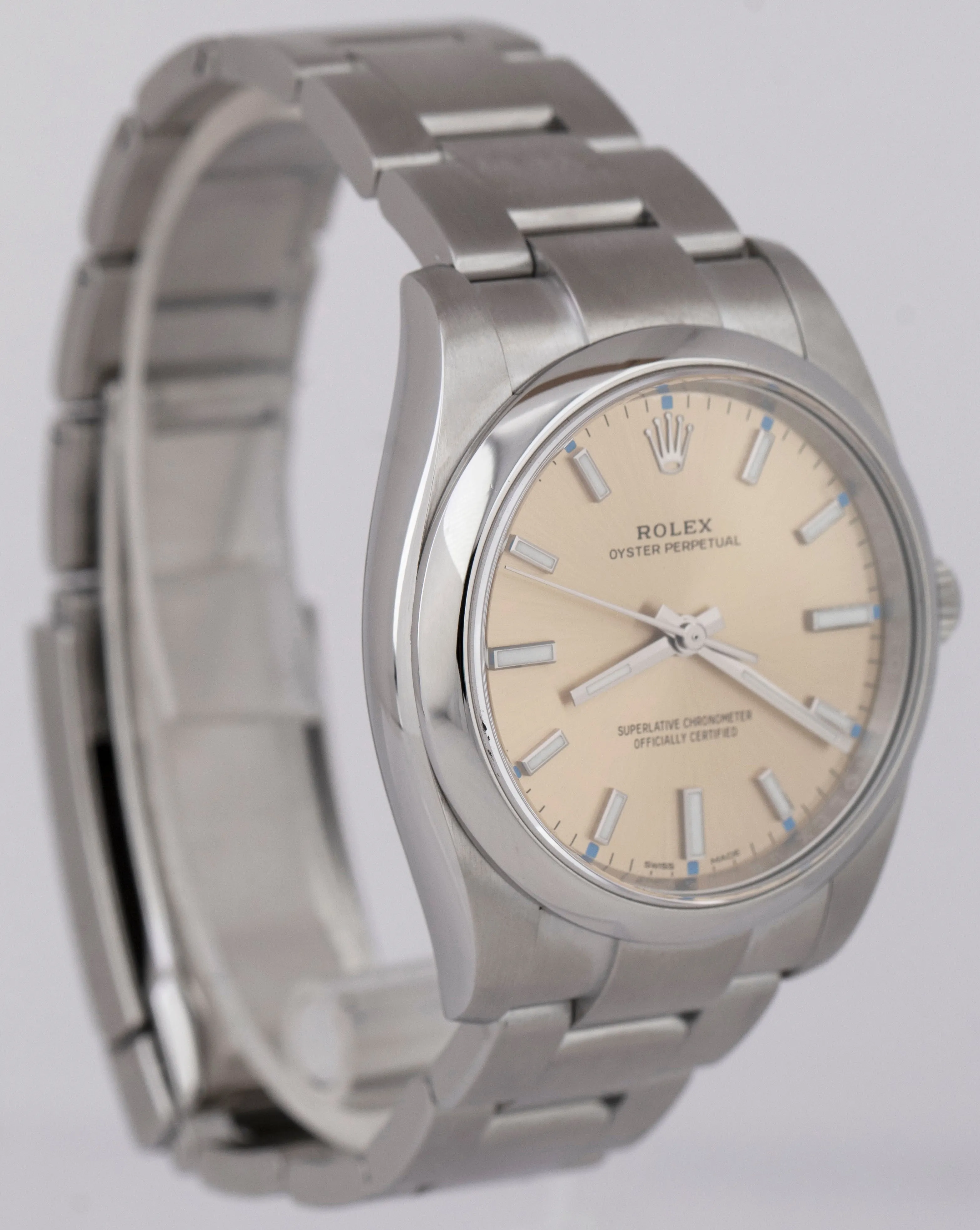 Rolex Oyster Perpetual White Grape Stainless Steel 34mm Automatic Watch 114200