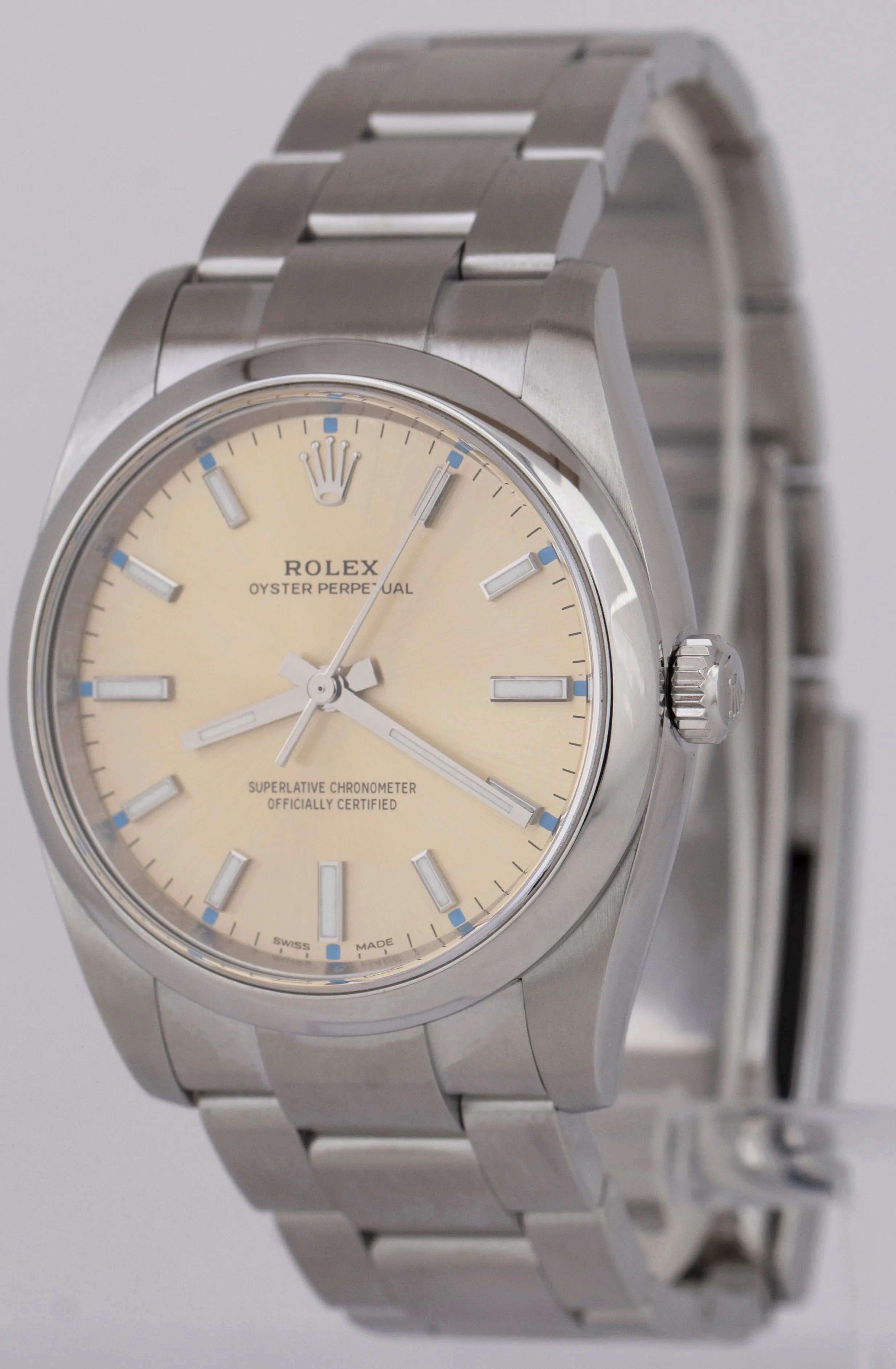 Rolex Oyster Perpetual White Grape Stainless Steel 34mm Automatic Watch 114200