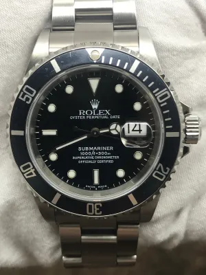 Rolex Submariner Date 16610 Black Dial Automatic Men's Watch