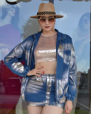 Rose Gold  is My Power Sequin Crop Top