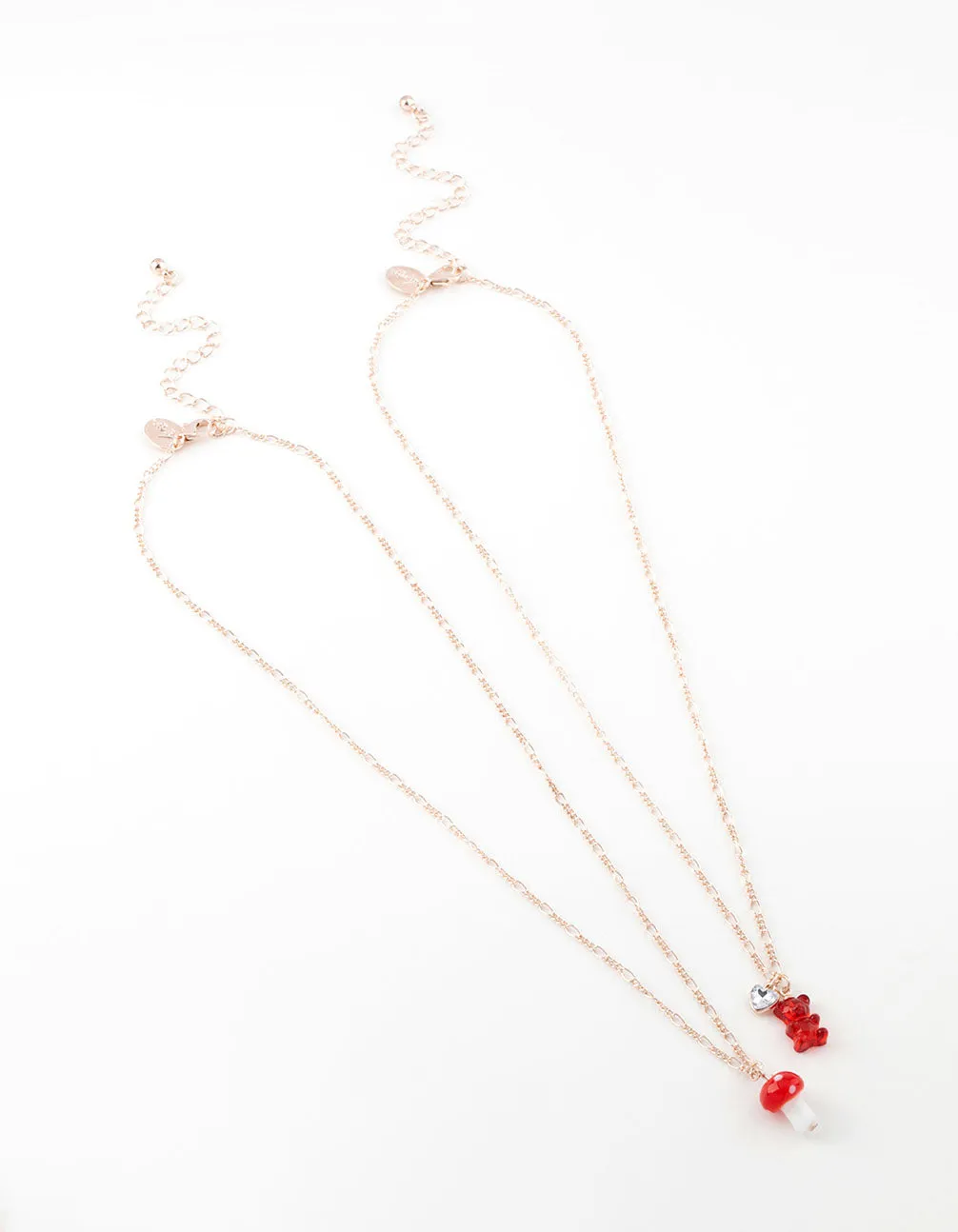 Rose Gold Teddy & Mushroom Necklace Pack