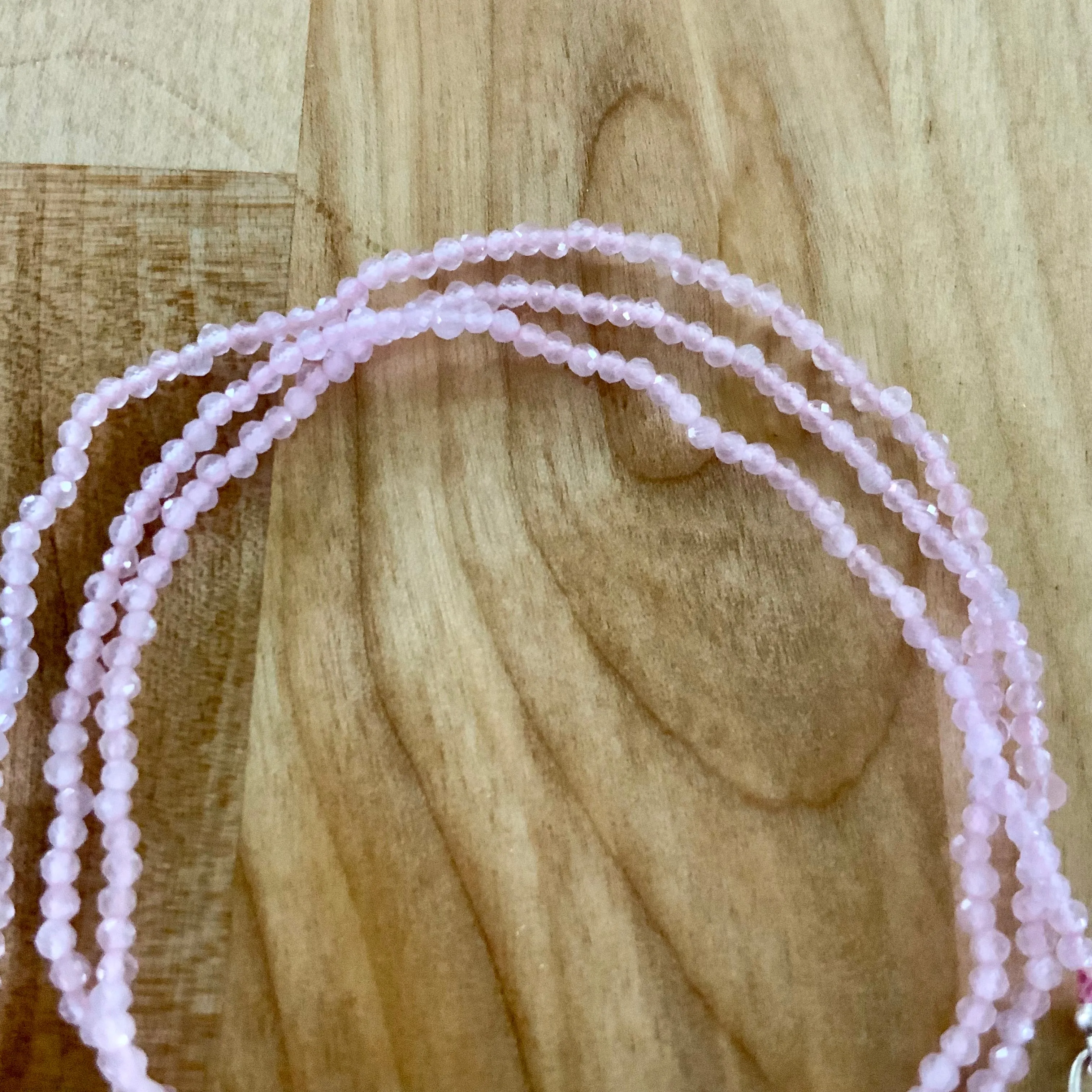 Rose Quartz 2 mm Beaded Necklace
