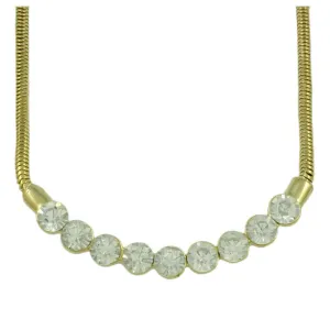 Row of 6MM Crystals Necklace   Free Stud Earring - RSN403S