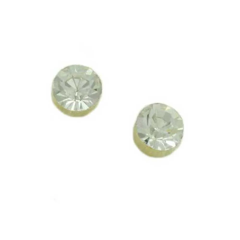 Row of 6MM Crystals Necklace   Free Stud Earring - RSN403S