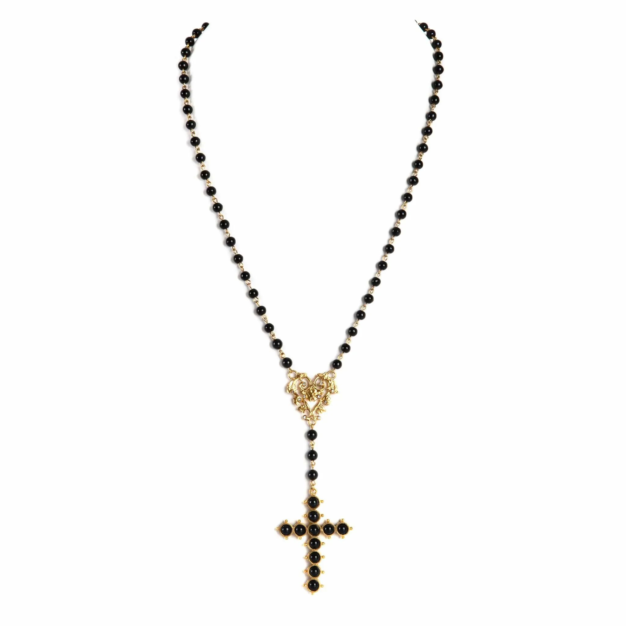 Saint Cross Vine Rosary Necklace - Mystic Black   Necklace Extender