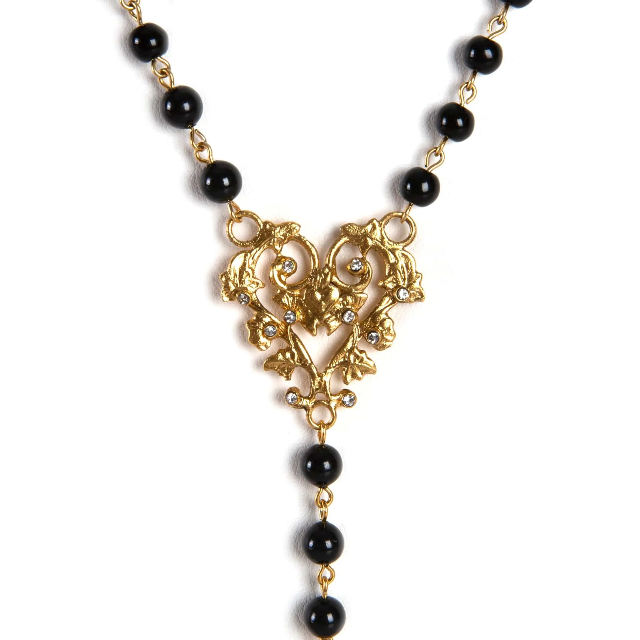 Saint Cross Vine Rosary Necklace - Mystic Black   Necklace Extender