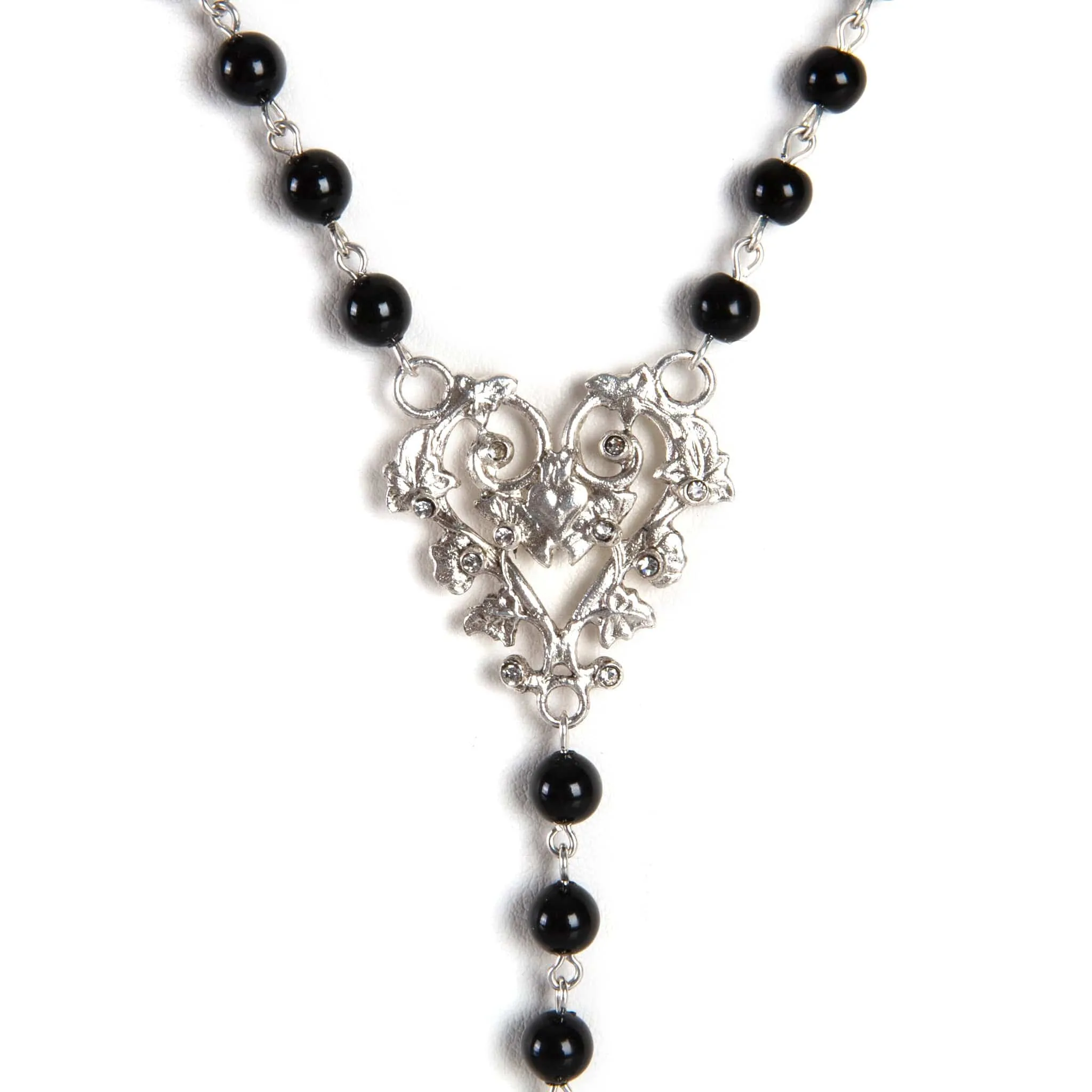 Saint Cross Vine Rosary Necklace - Mystic Black   Necklace Extender