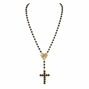 Saint Cross Vine Rosary Necklace - Mystic Black   Necklace Extender