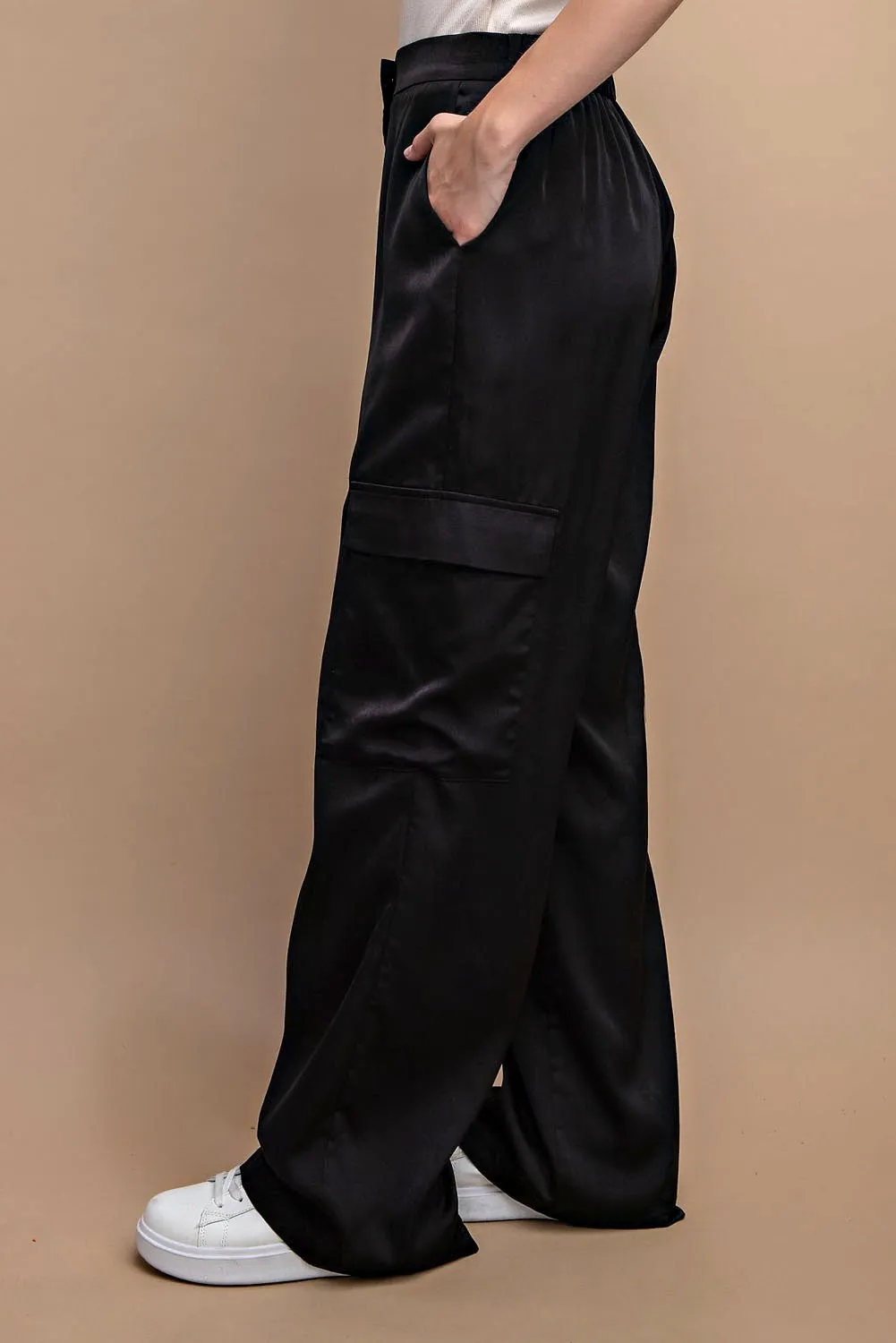 Satin Cargo Pants