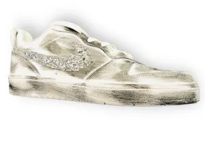 SCARPE NIKE COURT BOROUGH LOW 2 LE SNEAKERS ONE WHITE CUSTOM SMOKE
