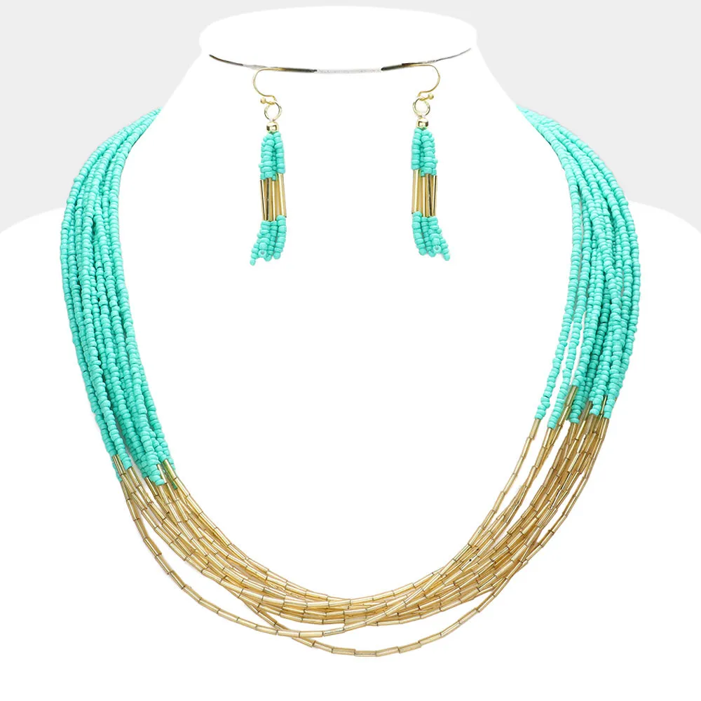 Seed Beaded Multi Layered Necklace
