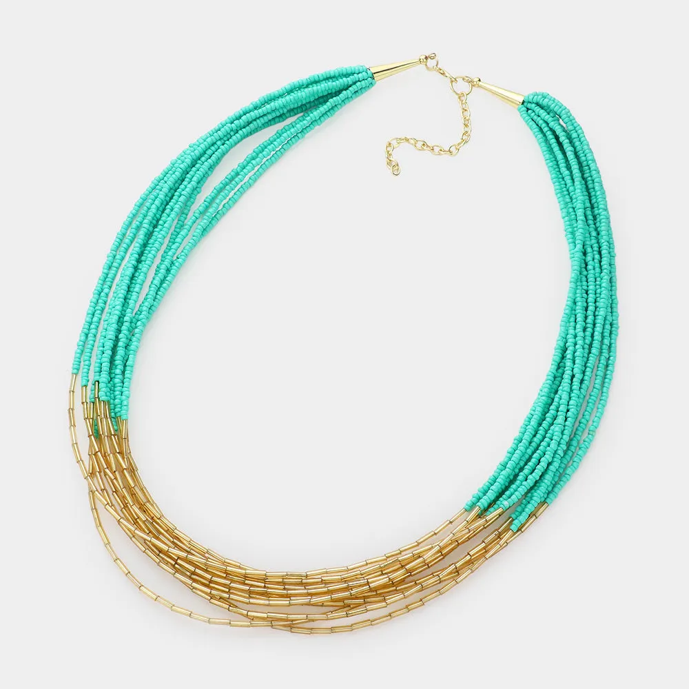 Seed Beaded Multi Layered Necklace