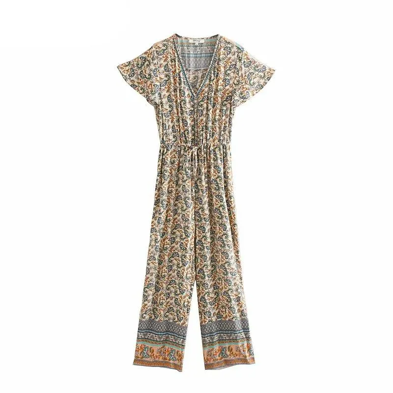 SEVILLE -  Boho Floral Print Jumpsuit