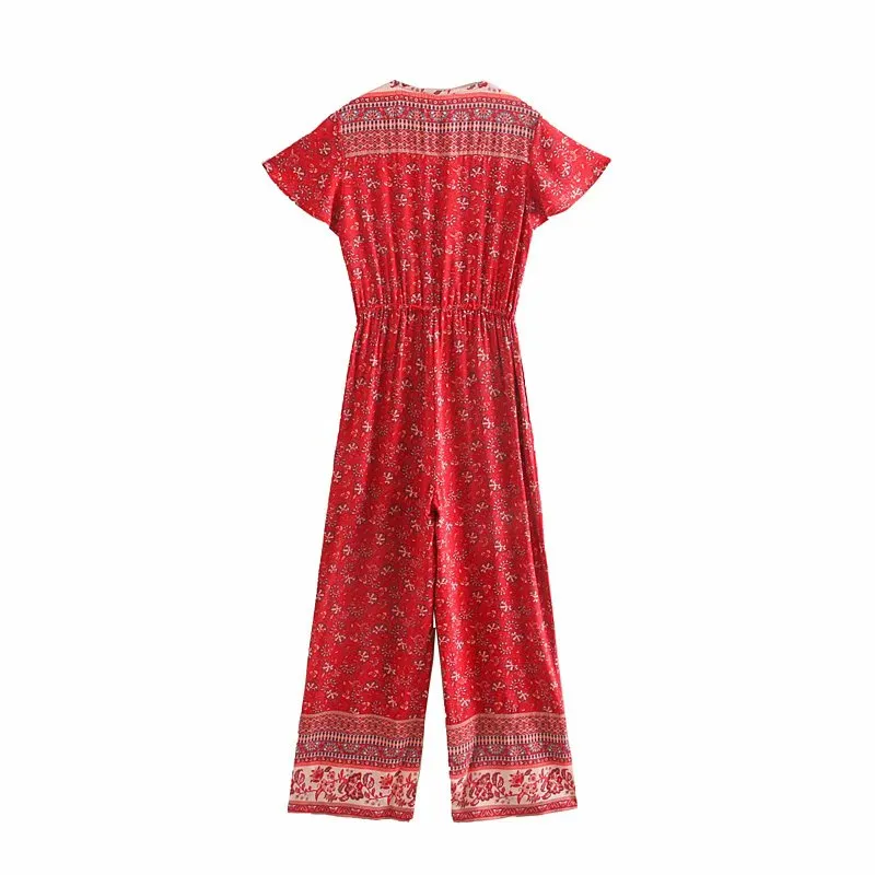 SEVILLE -  Boho Floral Print Jumpsuit