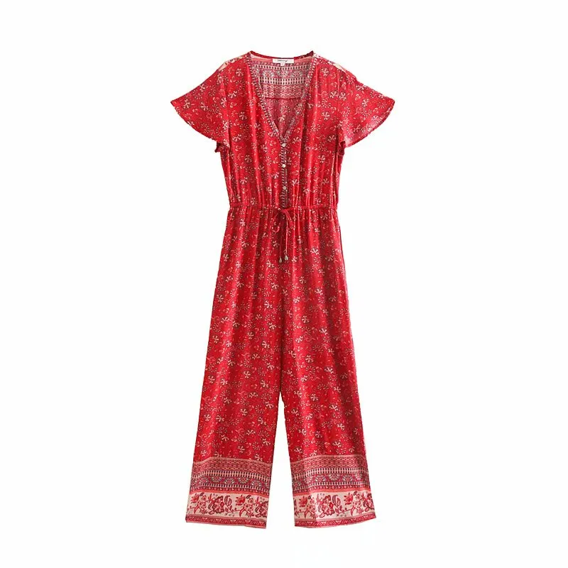 SEVILLE -  Boho Floral Print Jumpsuit