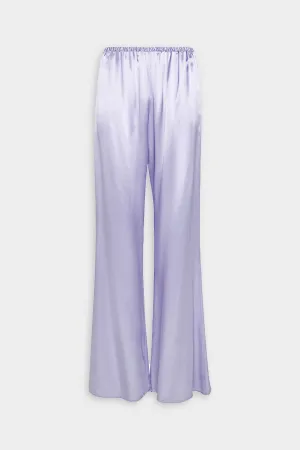 Shining Satin Elasticated Flare Pants in Iris