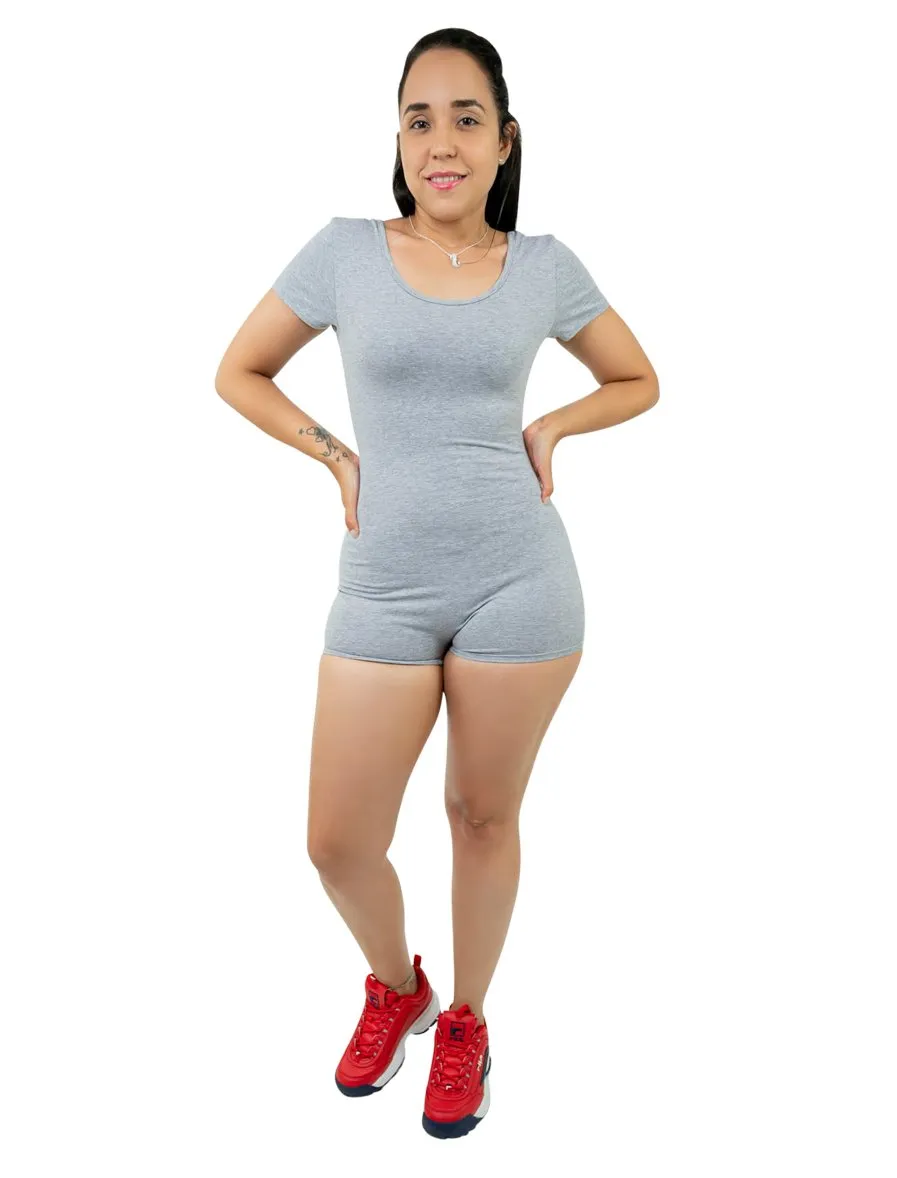 Short Sleeve Cami Romper With Scoop Neck