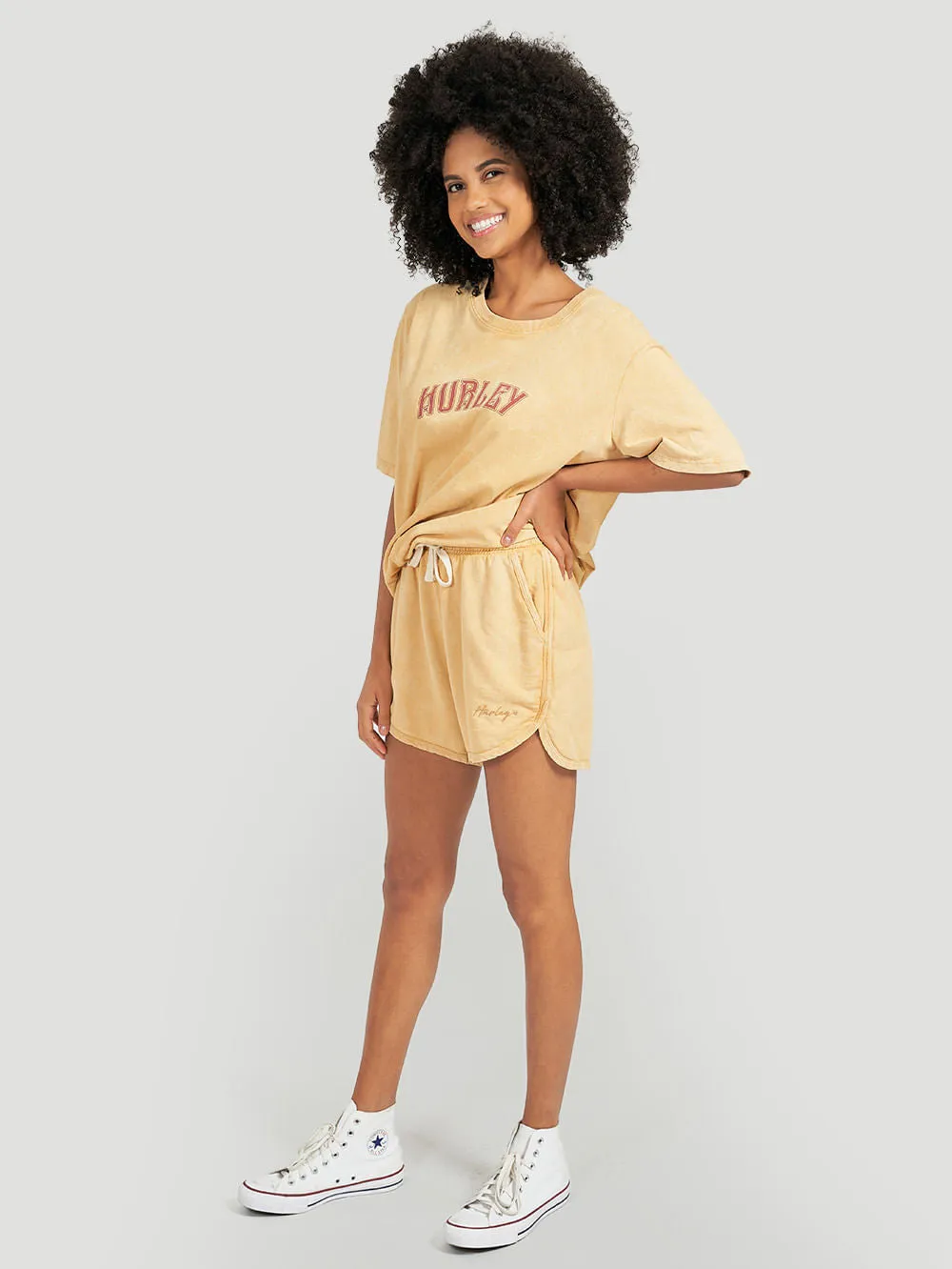 Shorts Hurley Moletinho Cindy Laranja