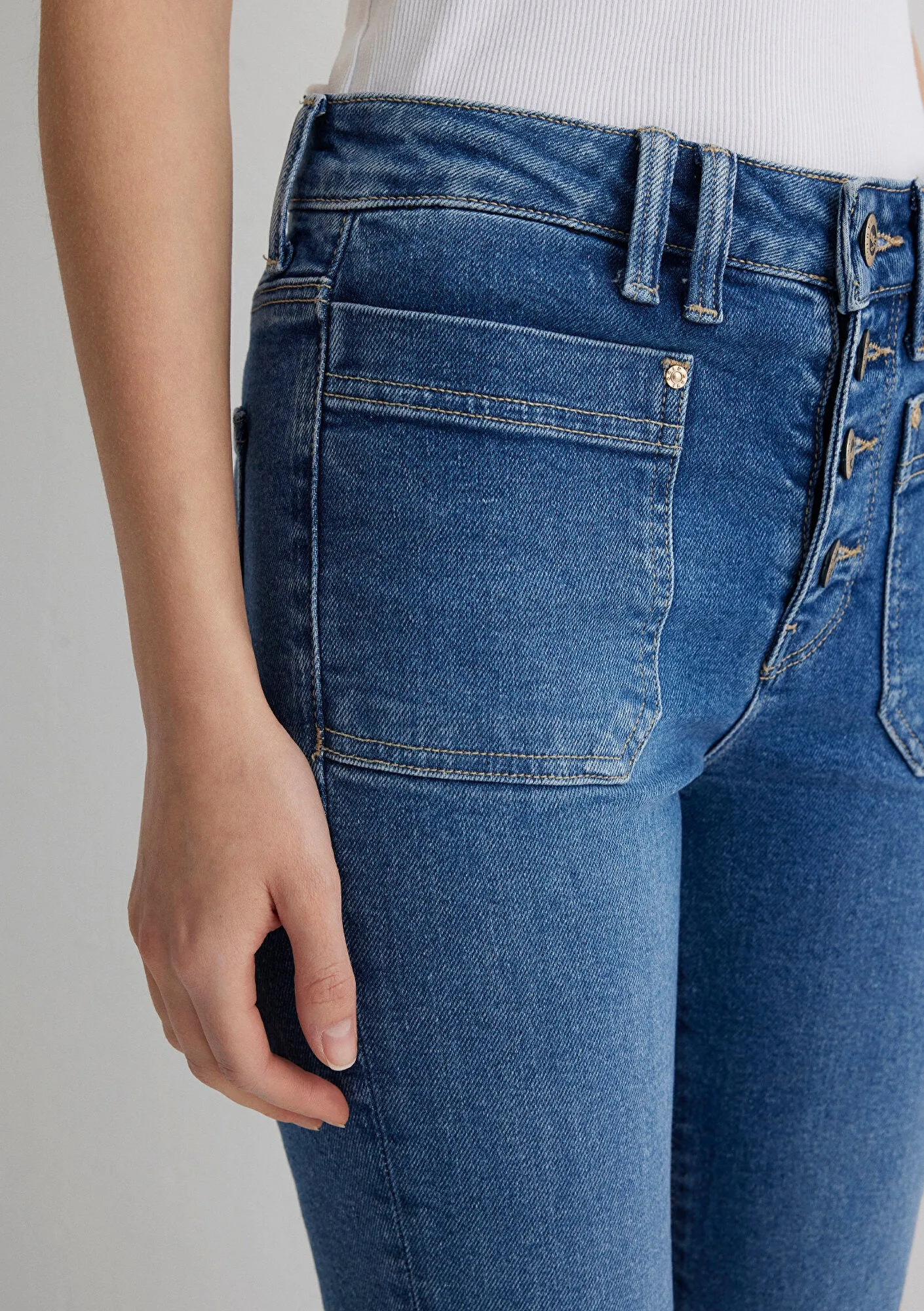 Sierra Mid Blue Gold Jean Pants