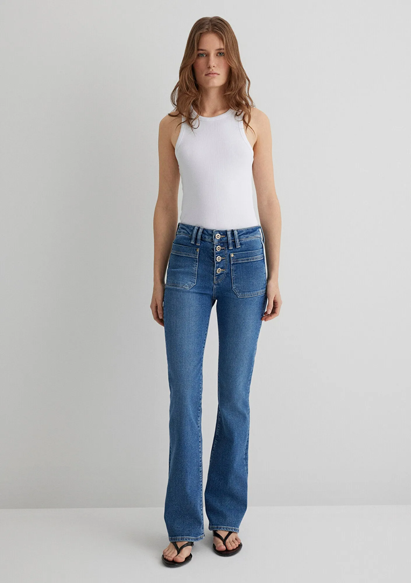 Sierra Mid Blue Gold Jean Pants