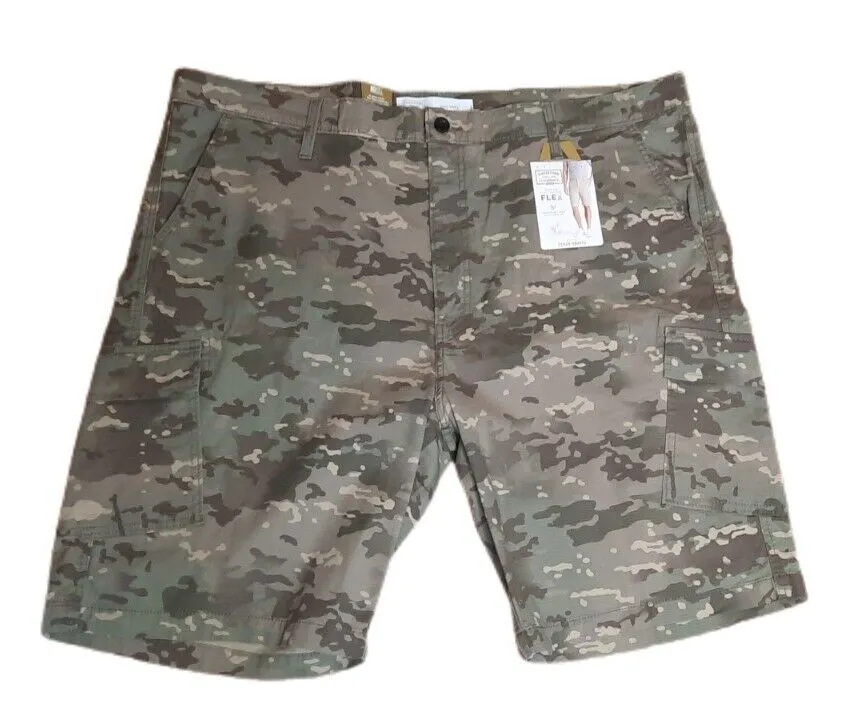 Signature Mens Cargo Shorts Green Camo Military Utility NWT