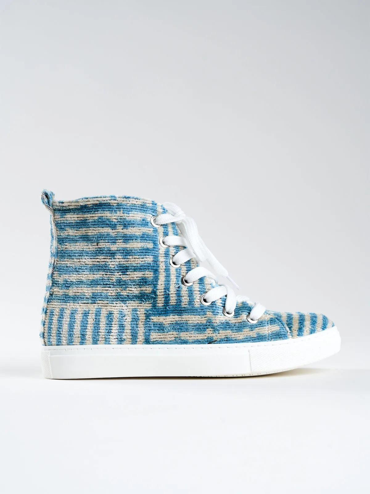 Silk Velvet Teal Stripe High Tops