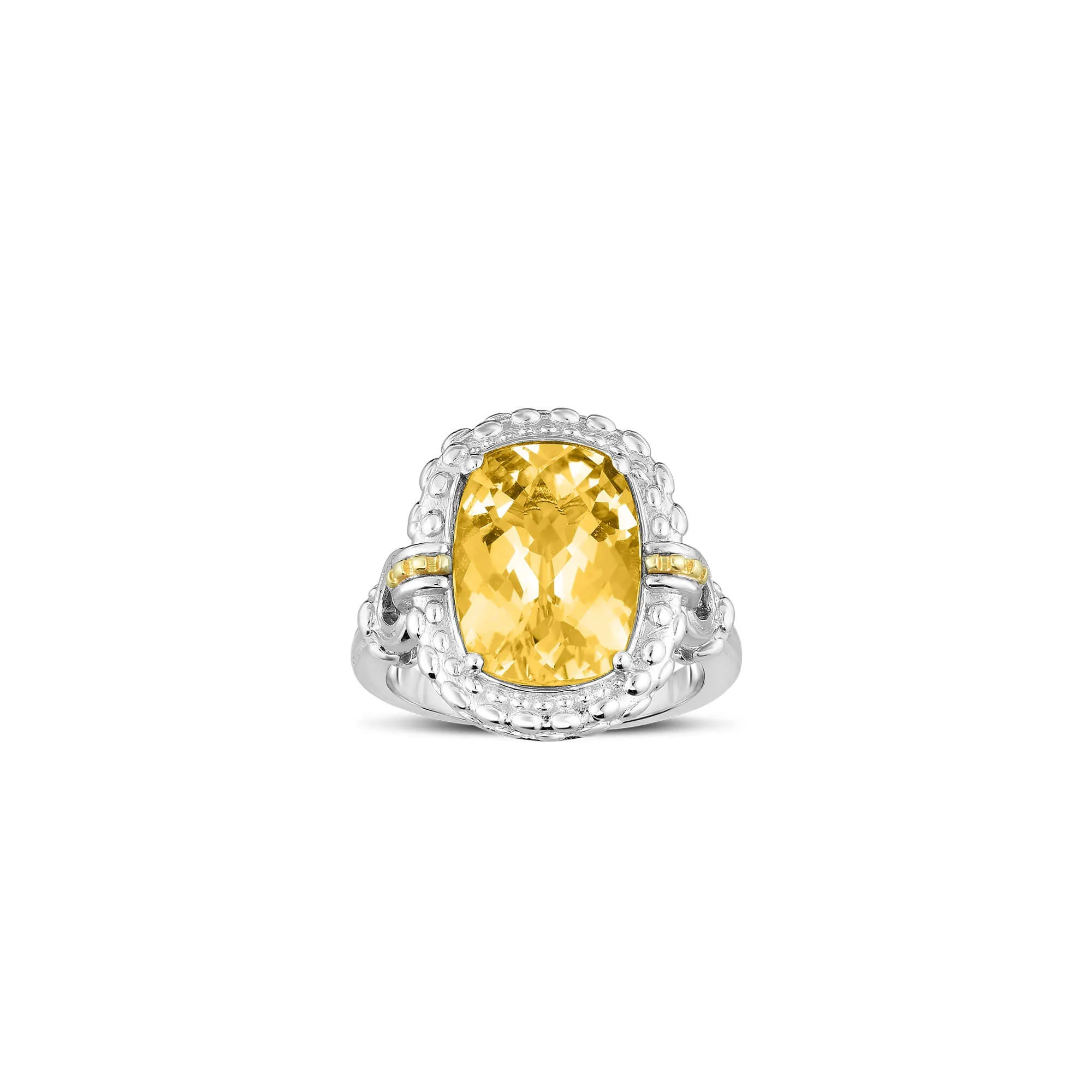 Silver & 18K Gold Honey Quartz Cocktail Ring