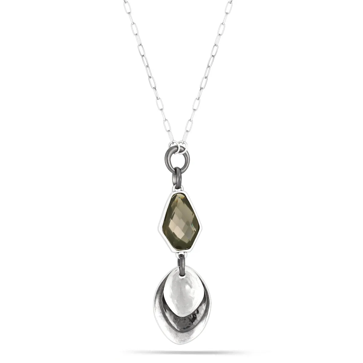 SILVER AND HEMATITE CRYSTAL   NECKLACES #251GR1401