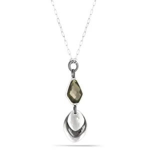 SILVER AND HEMATITE CRYSTAL   NECKLACES #251GR1401