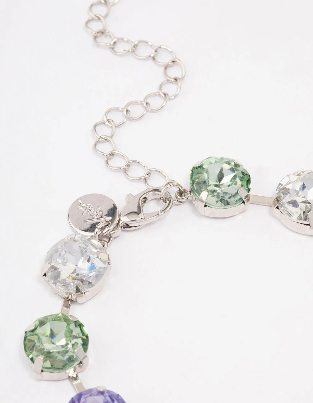 Silver Circle Diamante Stone Bracelet