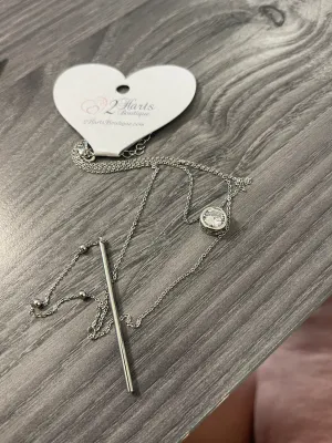 Silver Crystal Drop Necklace