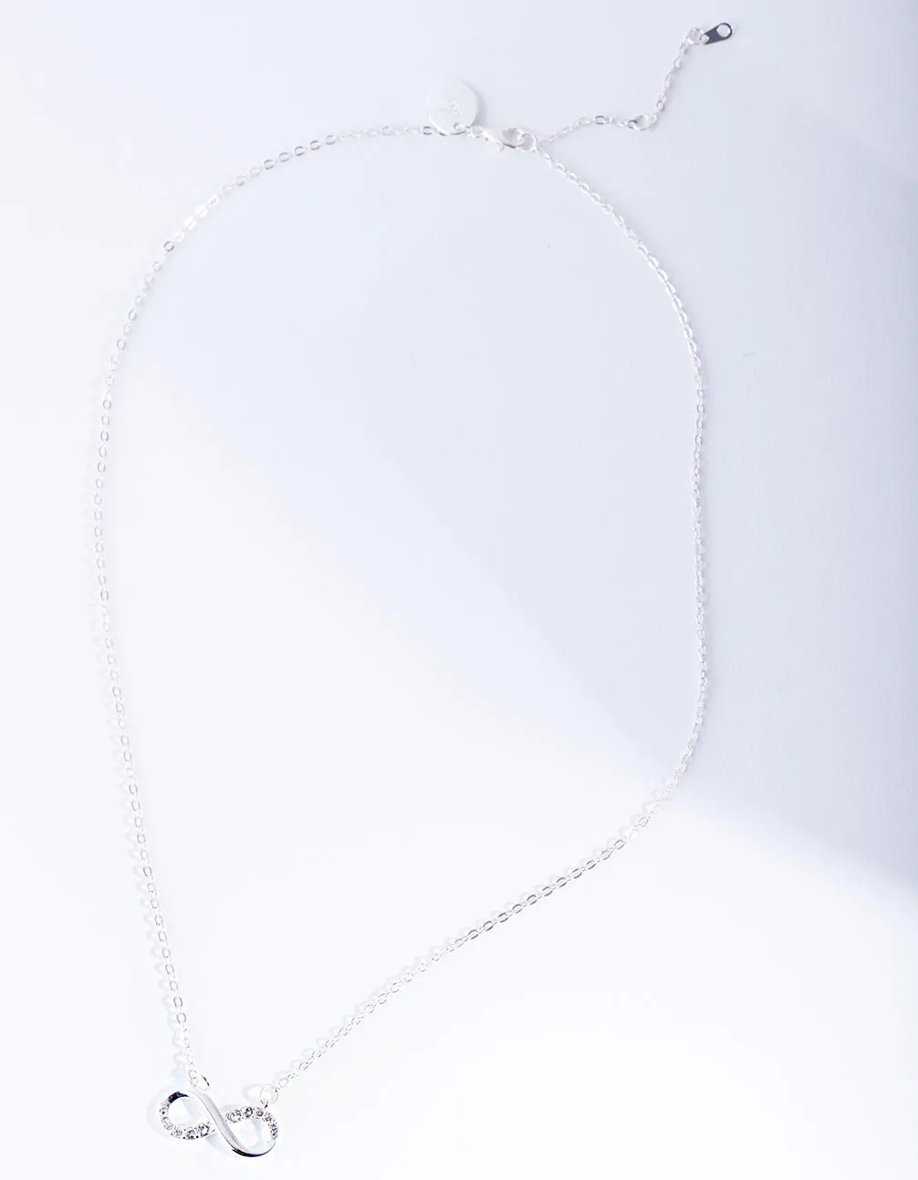 Silver Diamond Simulant Crystal Infinity Necklace