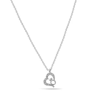 SILVER HEART AND RING CRYSTAL  PENDANT  NECKLACE #SQ260-060308S (ND8)