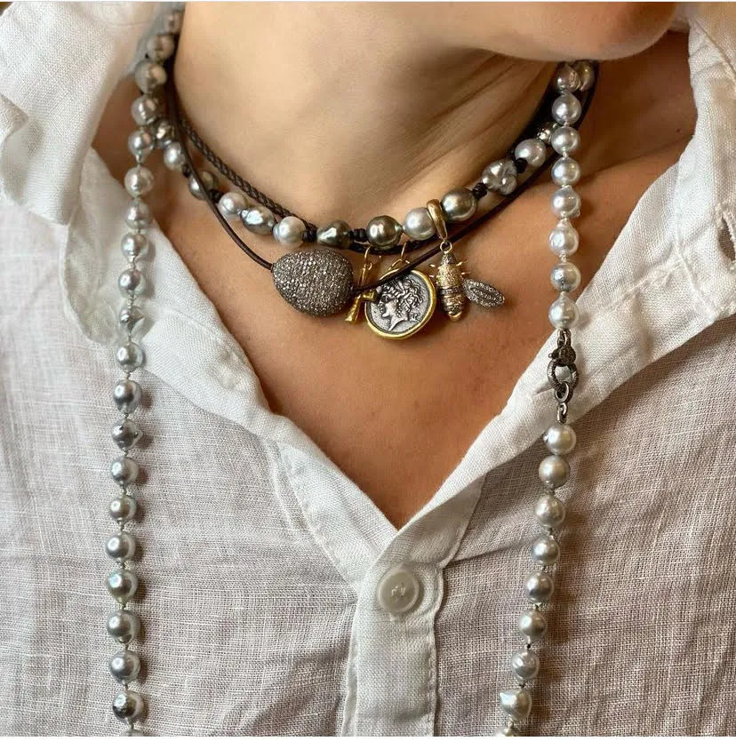 Silver Pave Diamond Pebble Choker