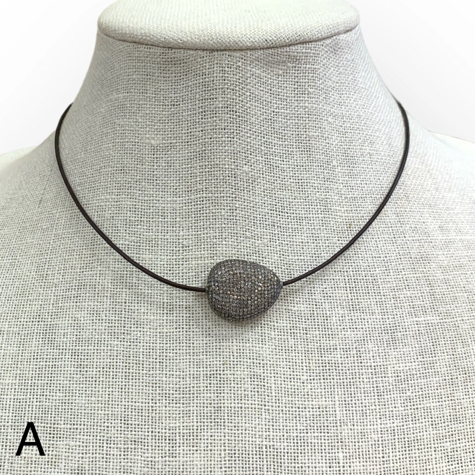 Silver Pave Diamond Pebble Choker