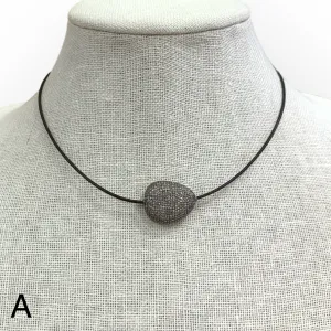 Silver Pave Diamond Pebble Choker