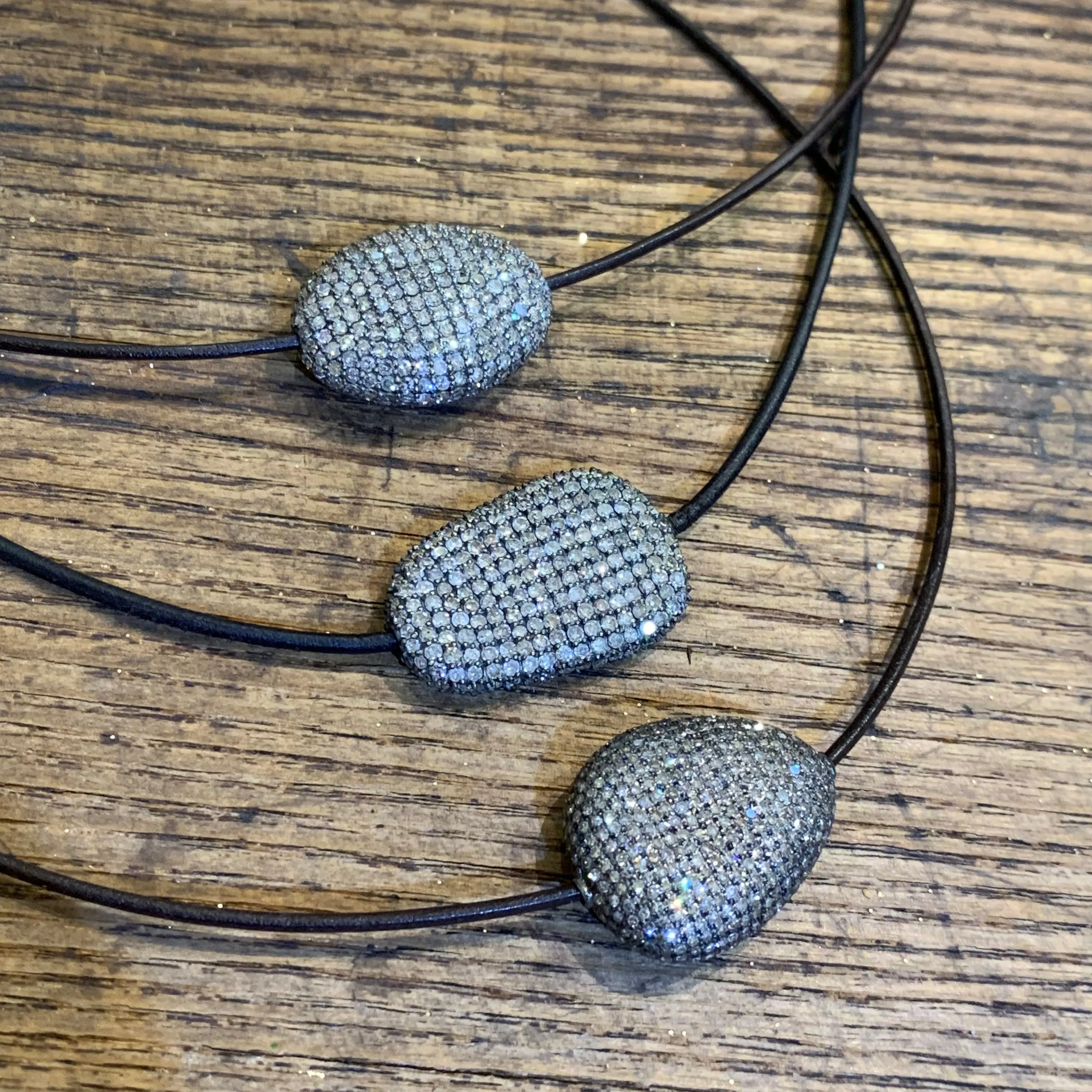 Silver Pave Diamond Pebble Choker