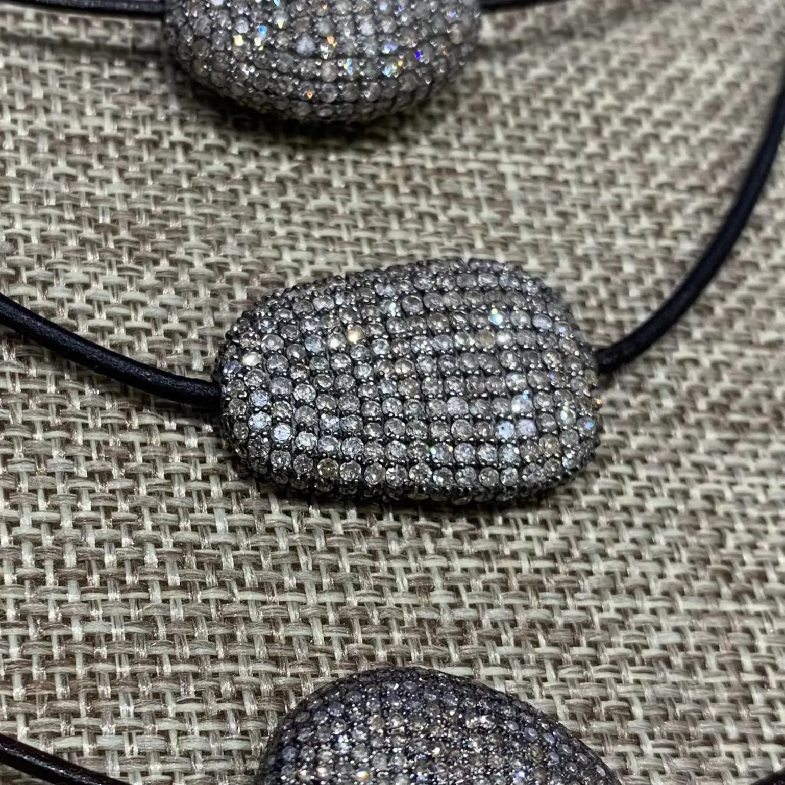 Silver Pave Diamond Pebble Choker
