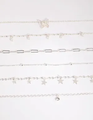 Silver Star & Pearl Choker 6-Pack