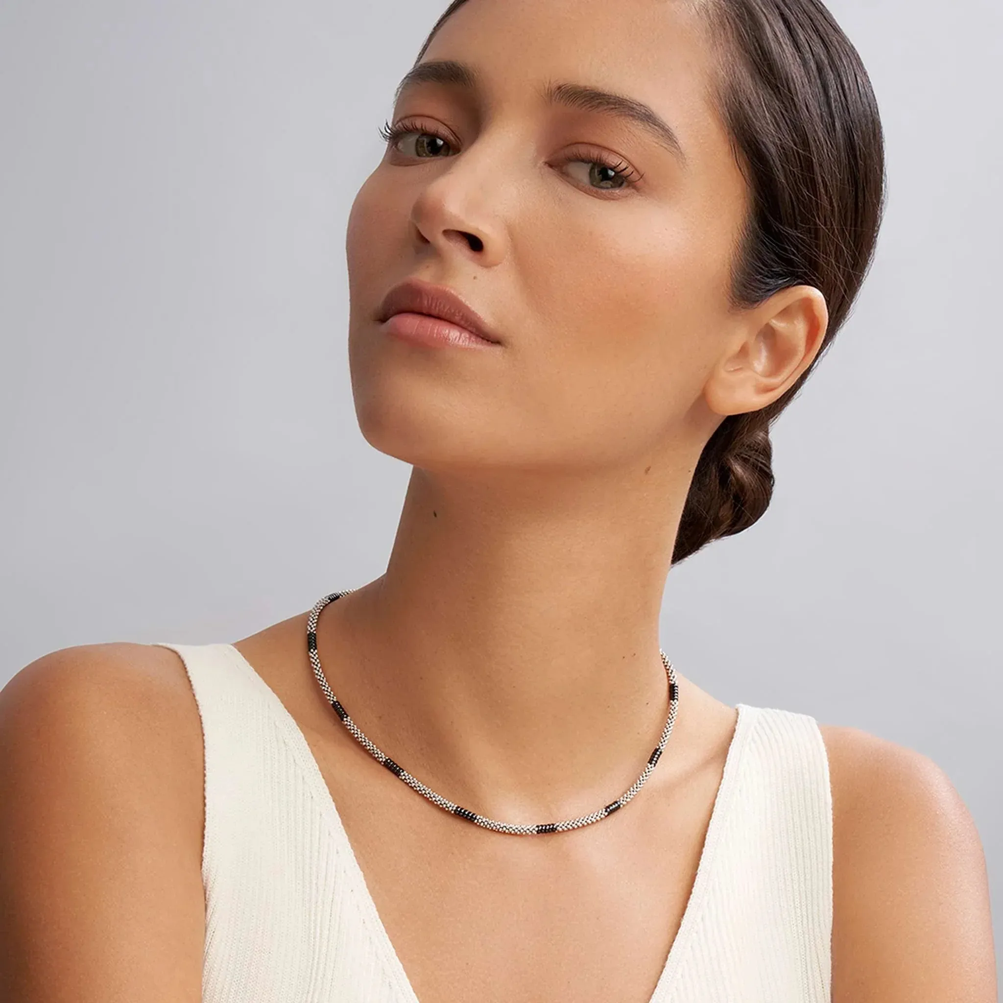 Silver Station Ceramic Beaded Necklace