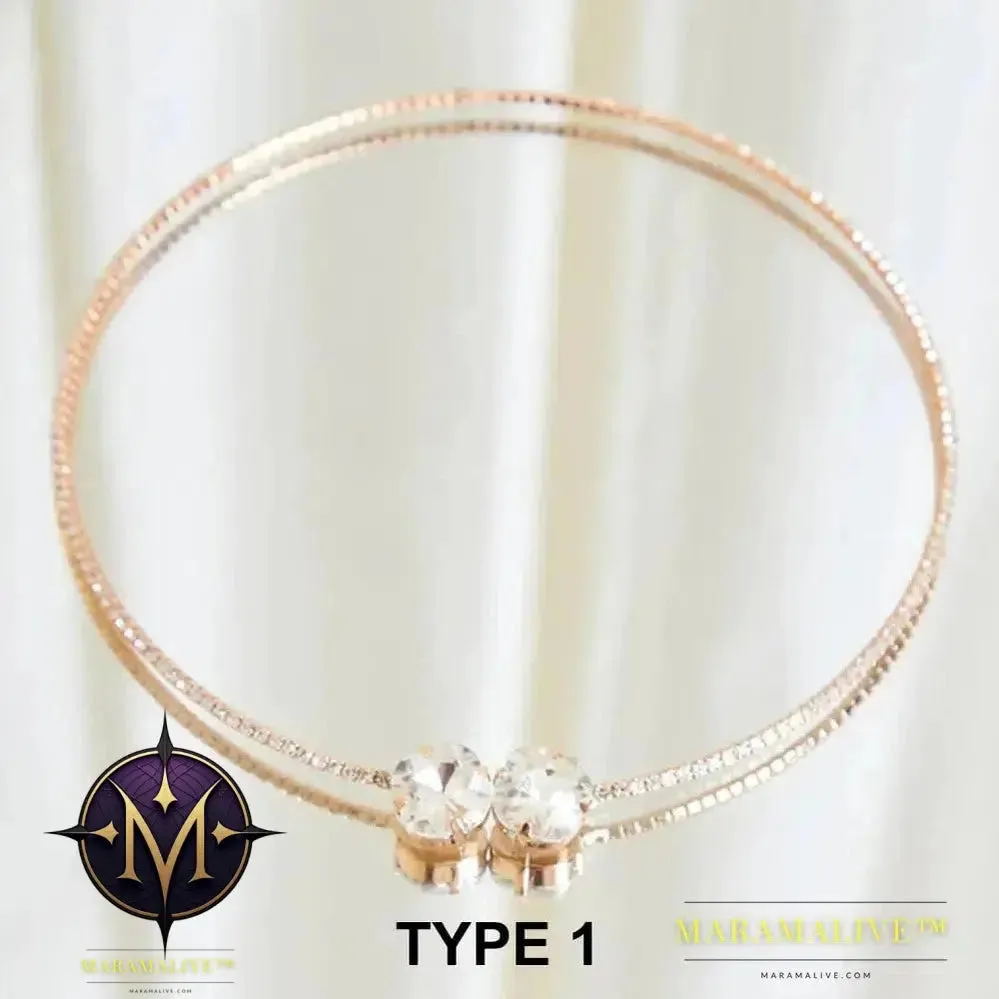 Simple Big Crystal Rhinestone Choker Necklace for Women Bling 1 Row Round Open Cuff Necklace Collar Statement Jewelry
