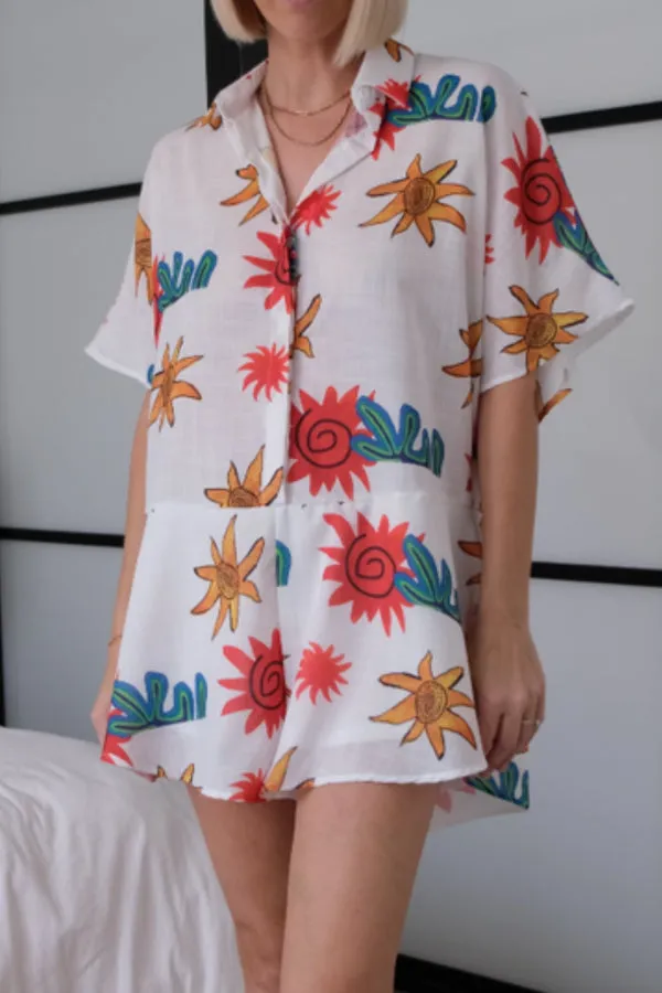 Simple Hand Drawn Print Jumpsuits