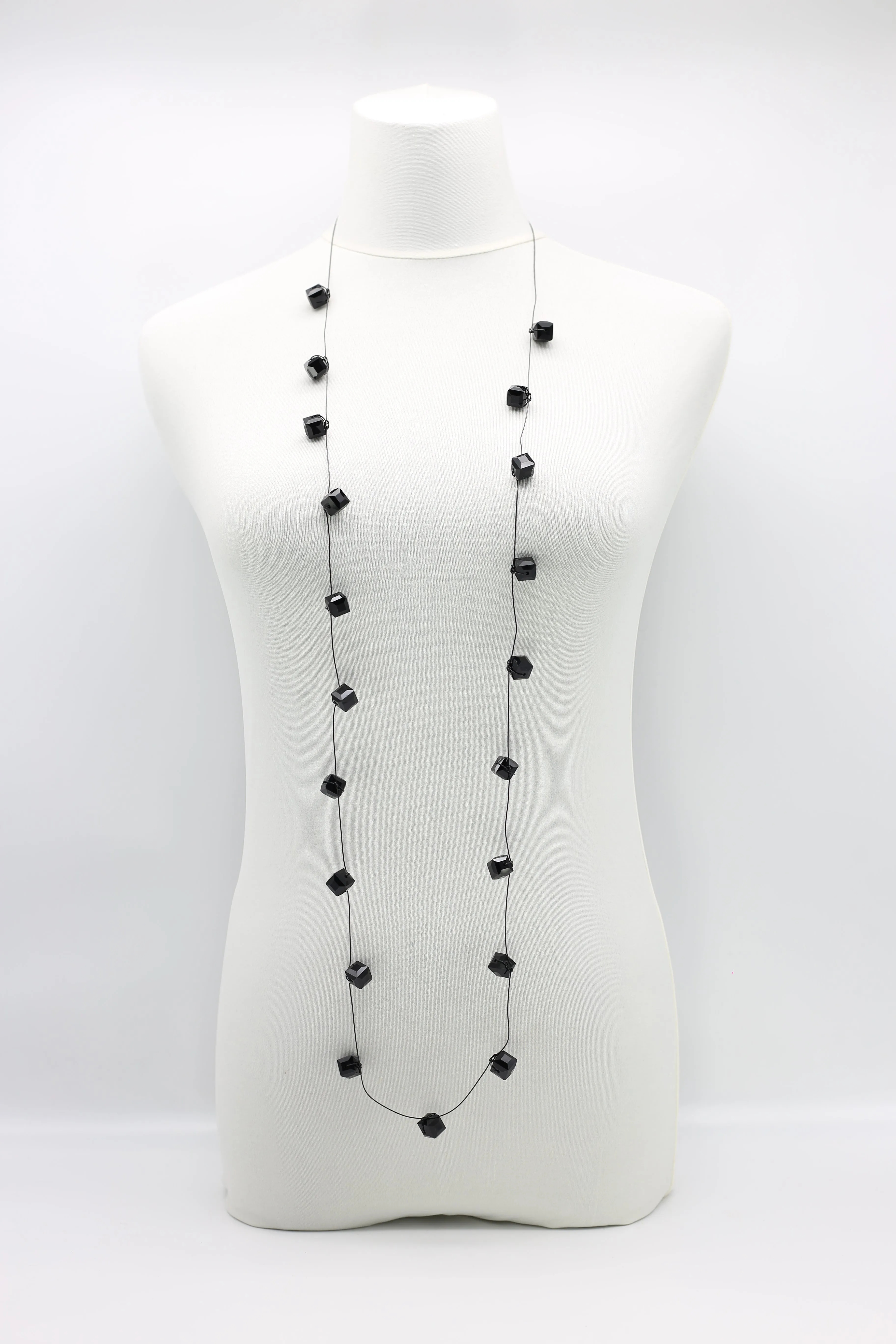 Single strand Black fishing wire Crystal Necklaces
