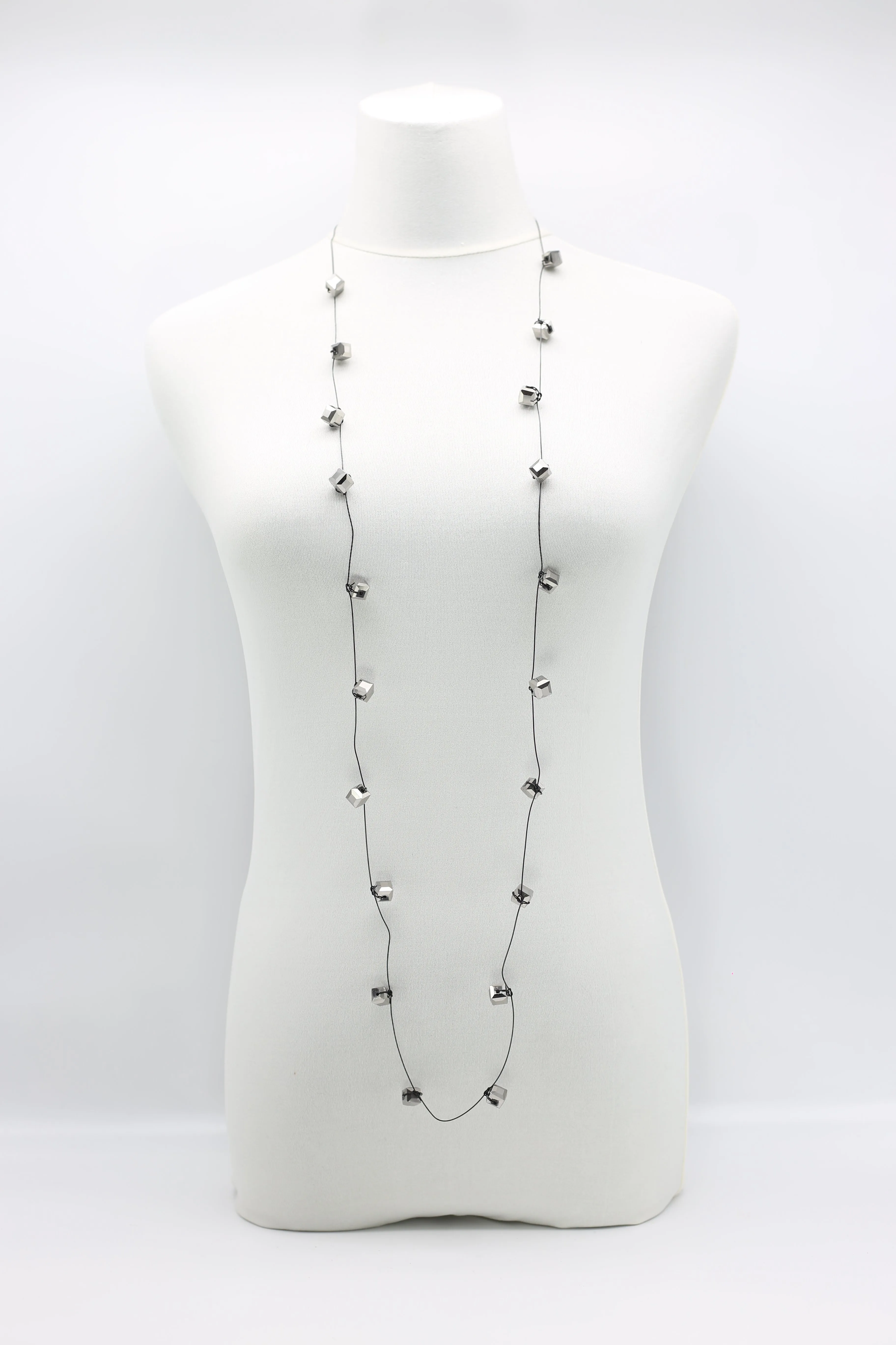 Single strand Black fishing wire Crystal Necklaces