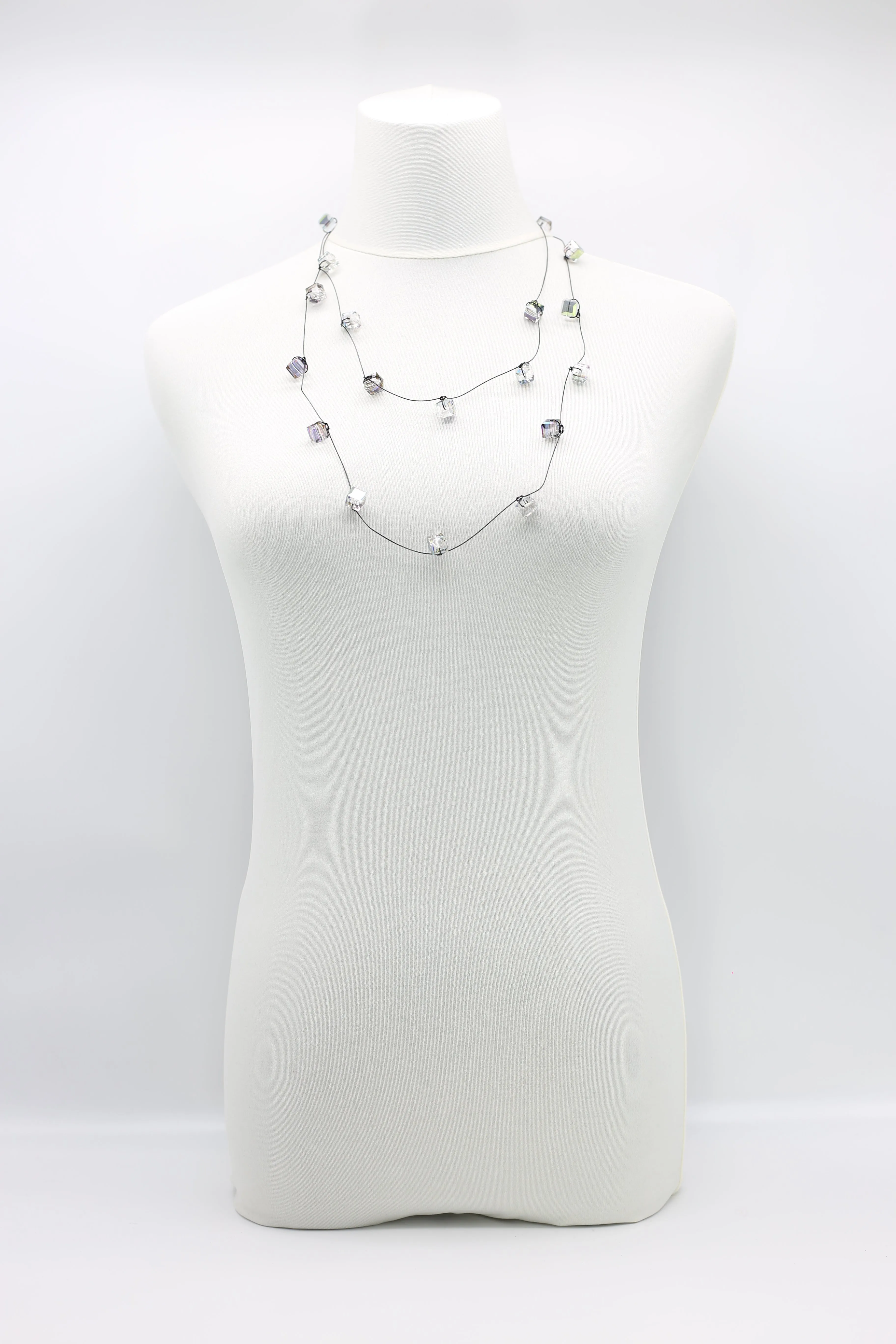 Single strand Black fishing wire Crystal Necklaces