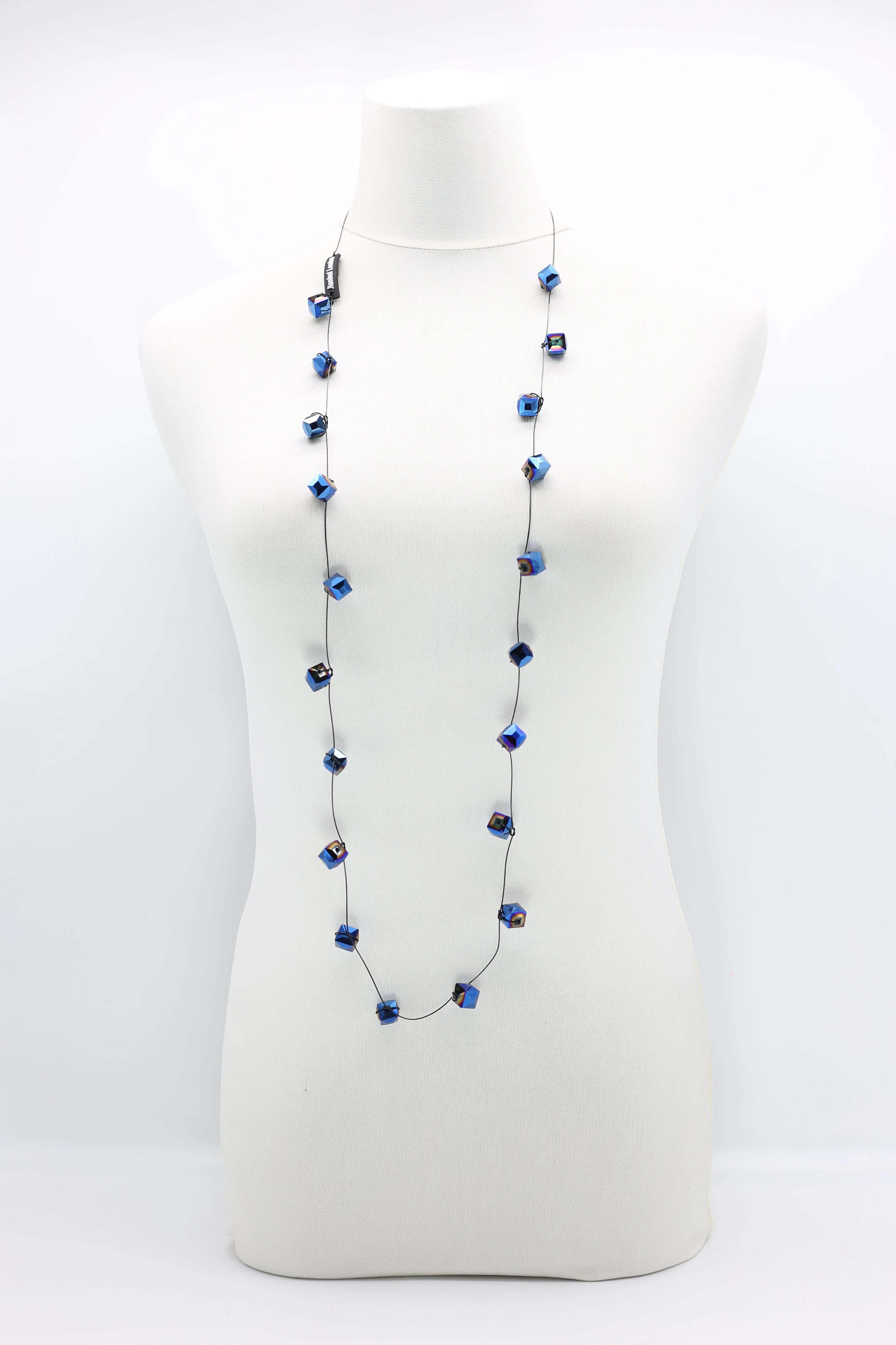 Single strand Black fishing wire Crystal Necklaces
