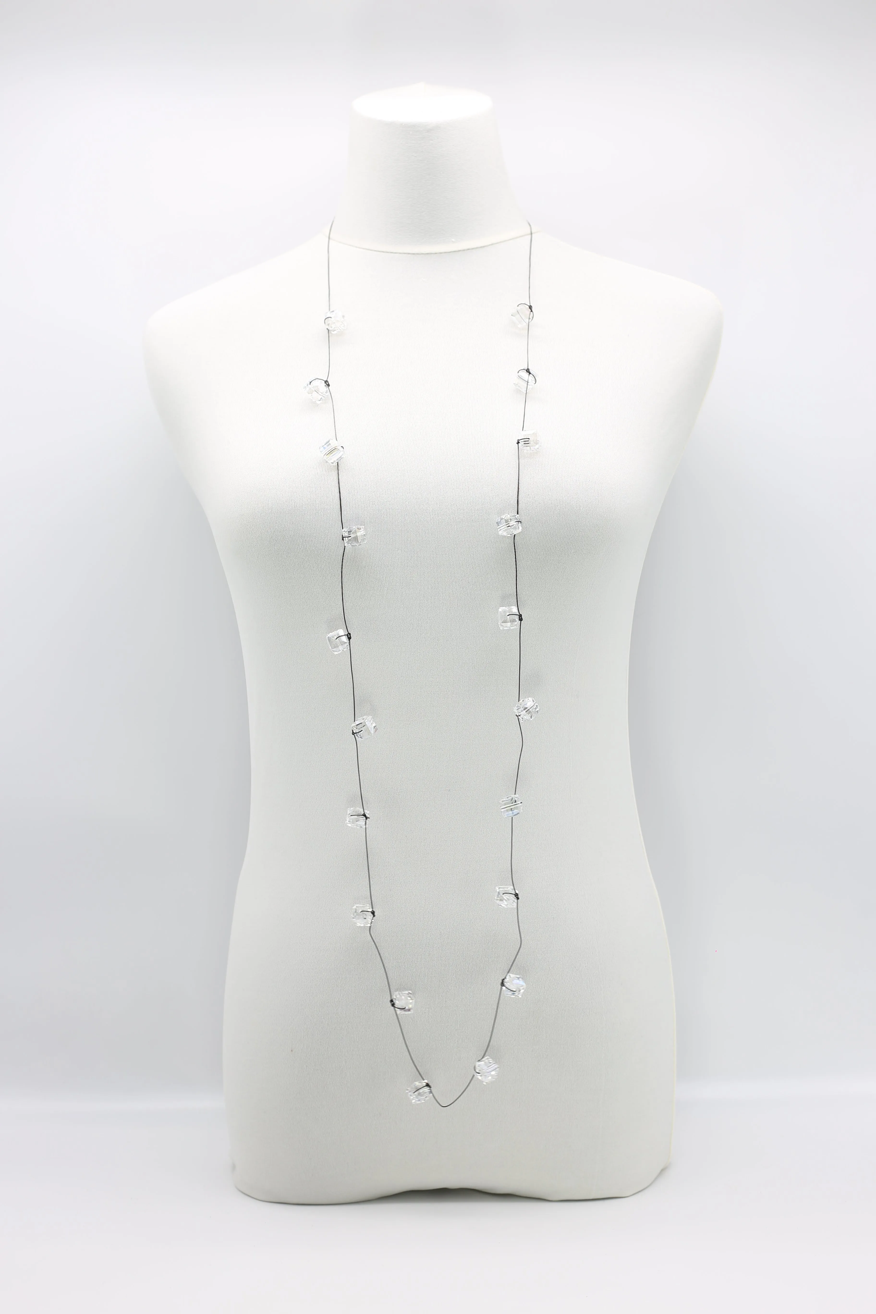 Single strand Black fishing wire Crystal Necklaces