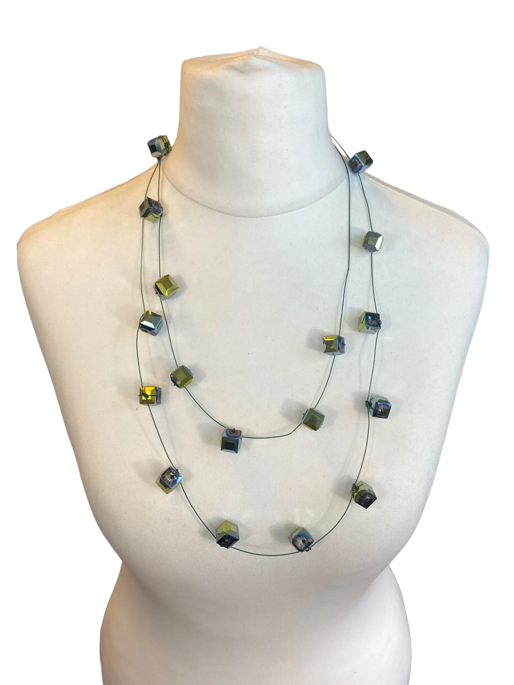 Single strand Black fishing wire Crystal Necklaces