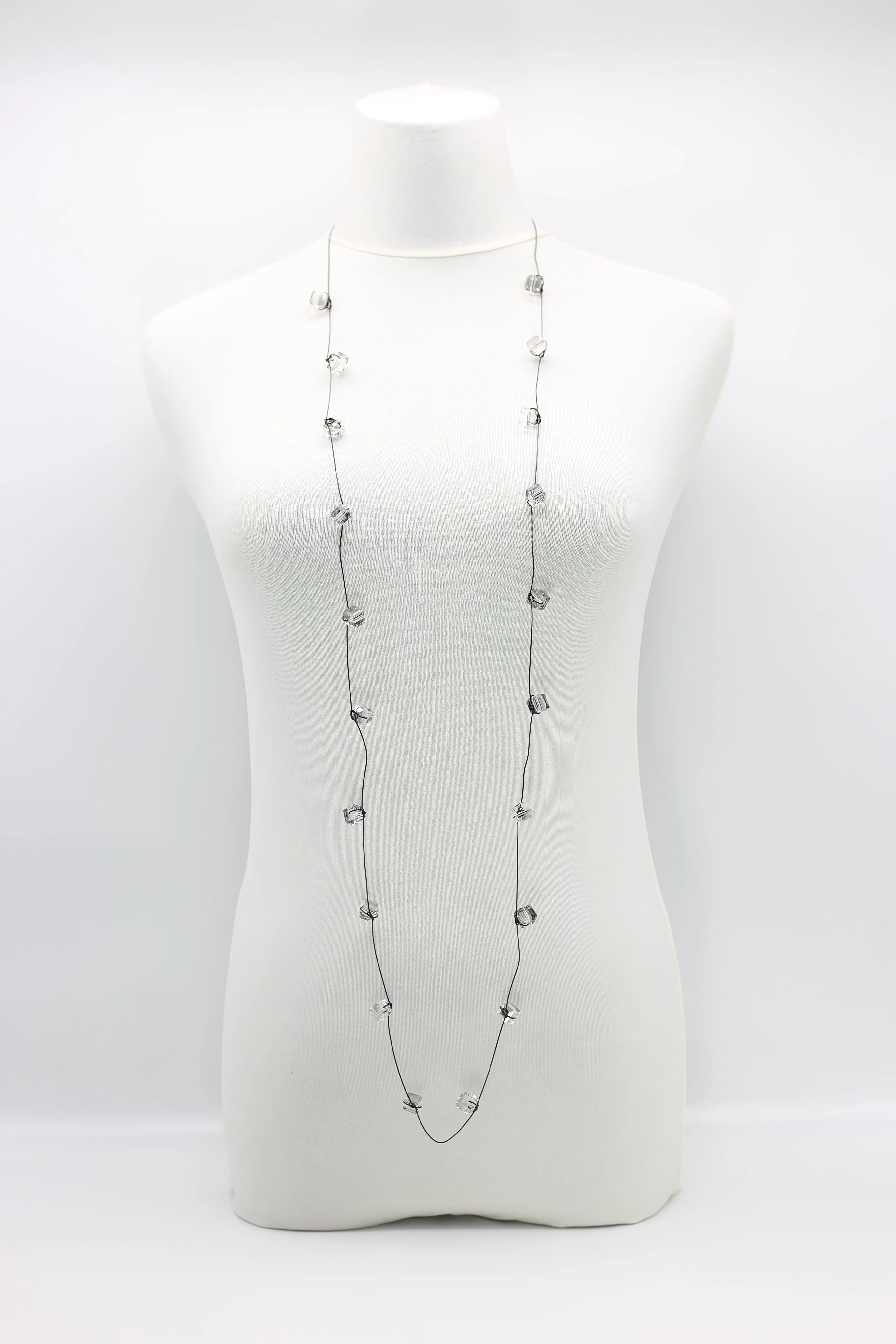 Single strand Black fishing wire Crystal Necklaces