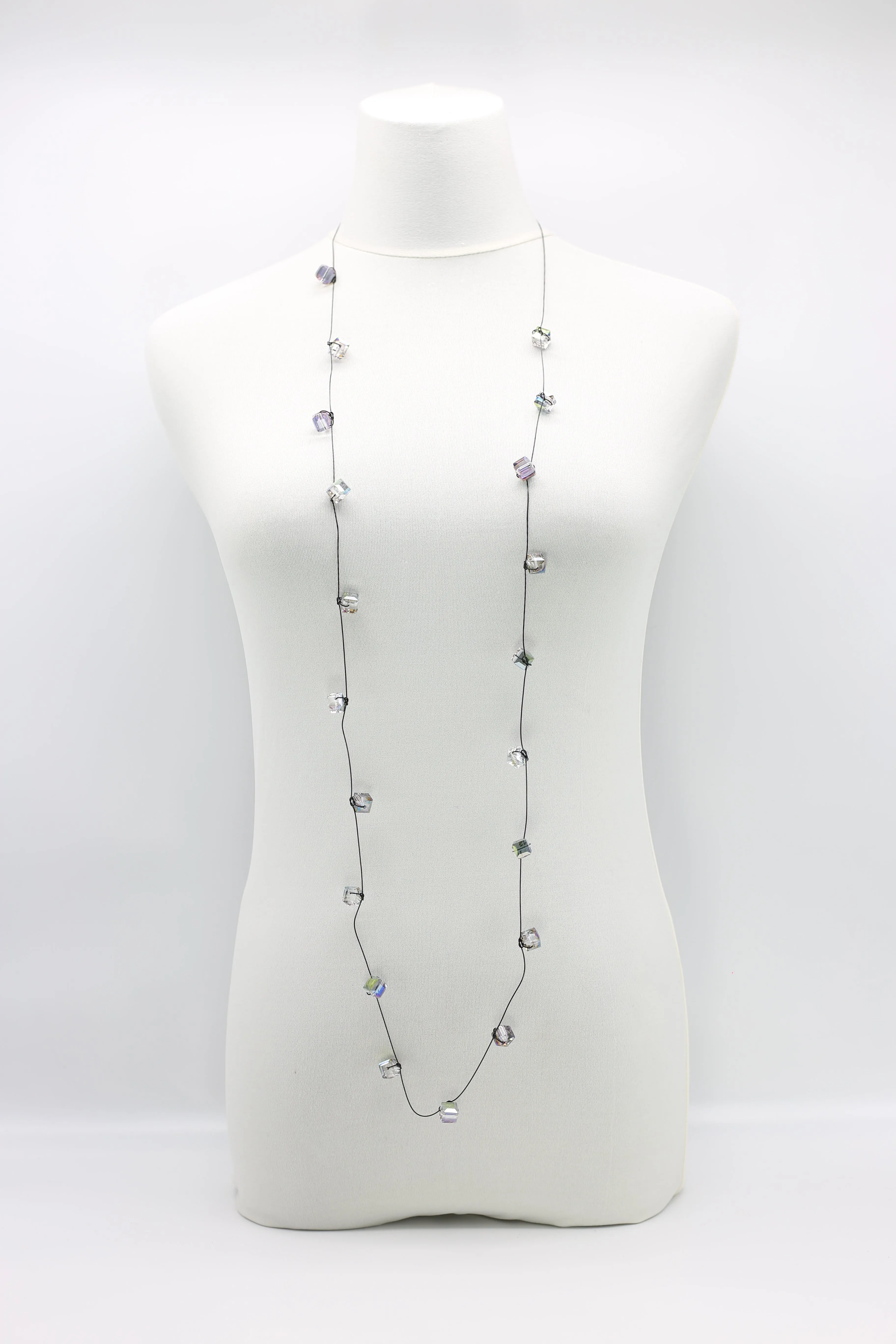 Single strand Black fishing wire Crystal Necklaces